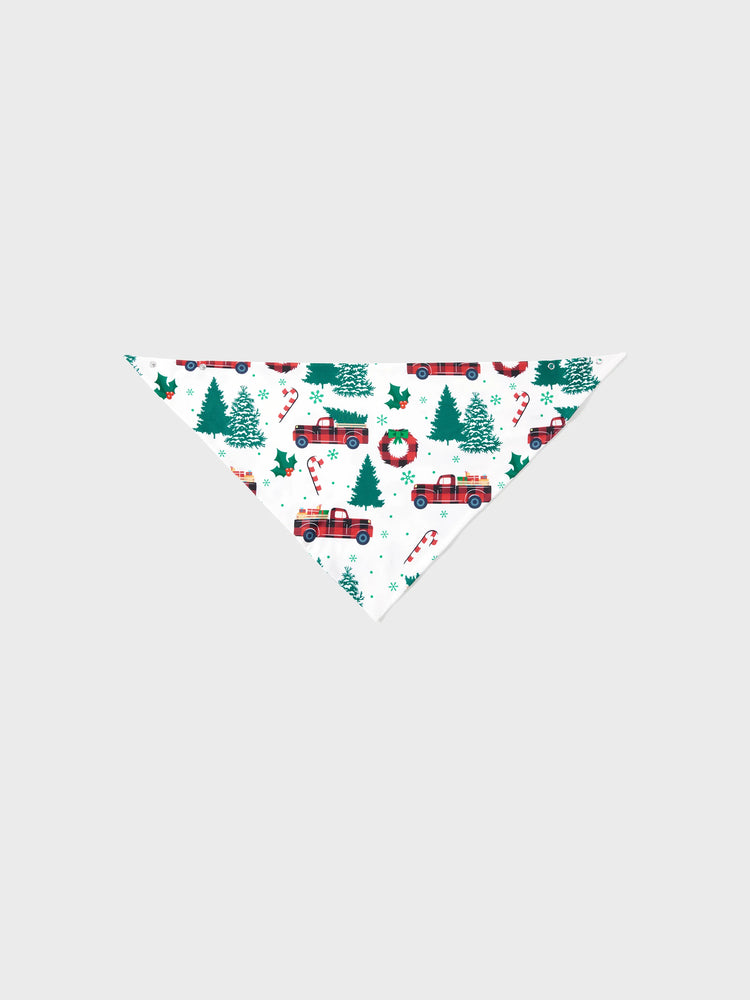 Ensemble pyjama de Noël à manches longues et imprimé arbre de Noël et voiture, multicolore