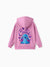 Disney Stitch Kid GIrl 1pc Cotton Character Heart Pattern Hooded Zipper Jacket Pink purple
