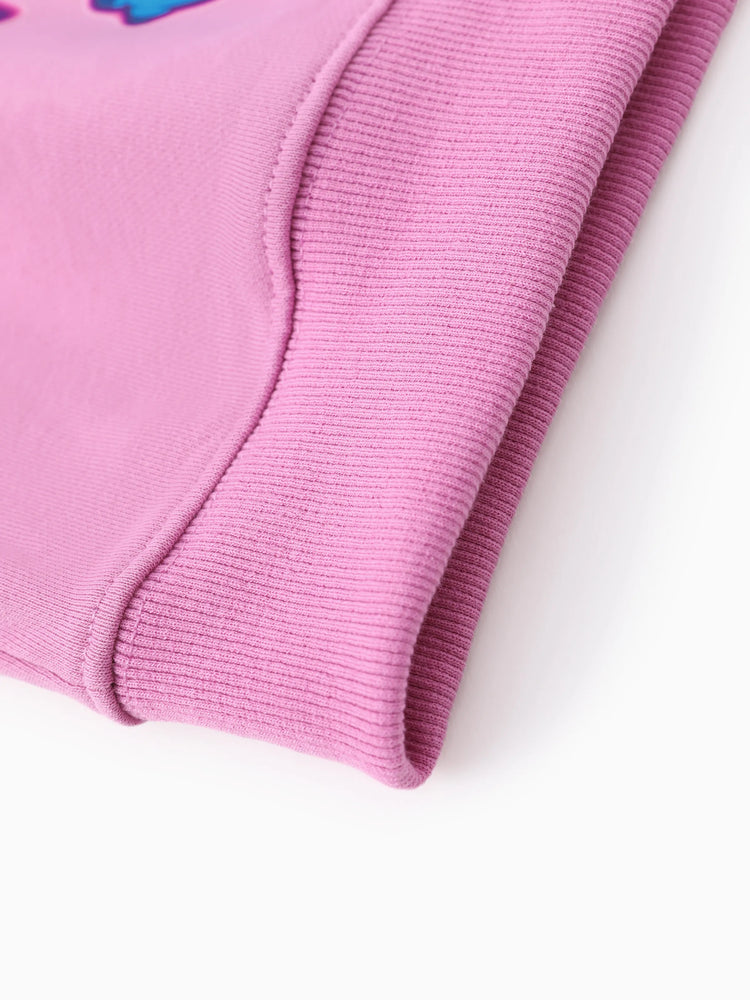 Disney Stitch Kid GIrl 1pc Cotton Character Heart Pattern Hooded Zipper Jacket Pink purple