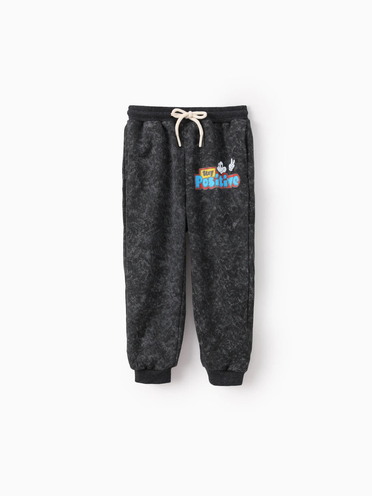 Disney Mickey and Friends Toddler/Kid Boy 2pcs Mickey Mouse Tie-dyed Hoodies And Pants Set Black