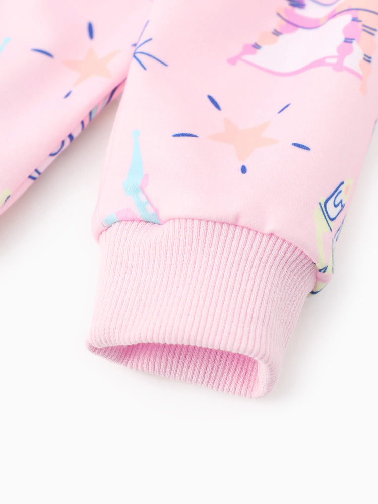 Ensemble 2 pièces sweat-shirt à manches longues et pantalon à volants pour petite fille, motif princesse Disney Jasmine/Cendrillon/Aurore/Bella, rose clair