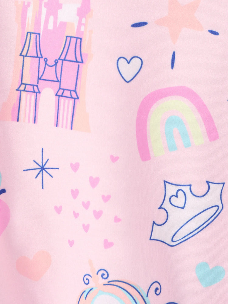 Ensemble 2 pièces sweat-shirt à manches longues et pantalon à volants pour petite fille, motif princesse Disney Jasmine/Cendrillon/Aurore/Bella, rose clair