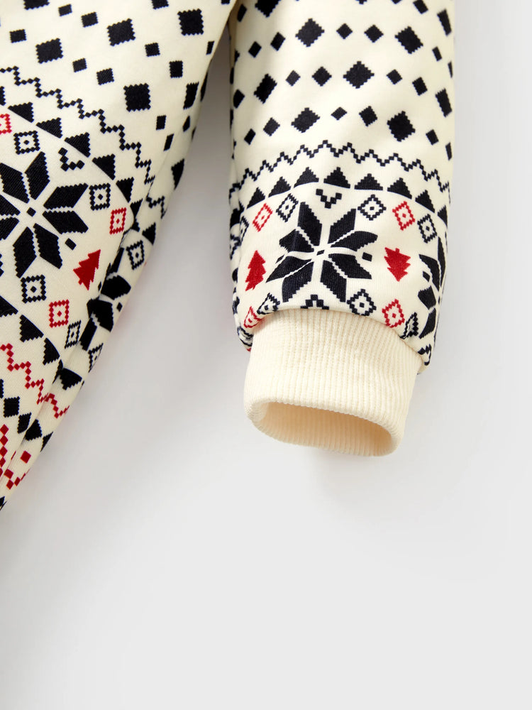 Christmas Reindeer Sweatshirt Big Graphic Long Sleeves Tops Beige