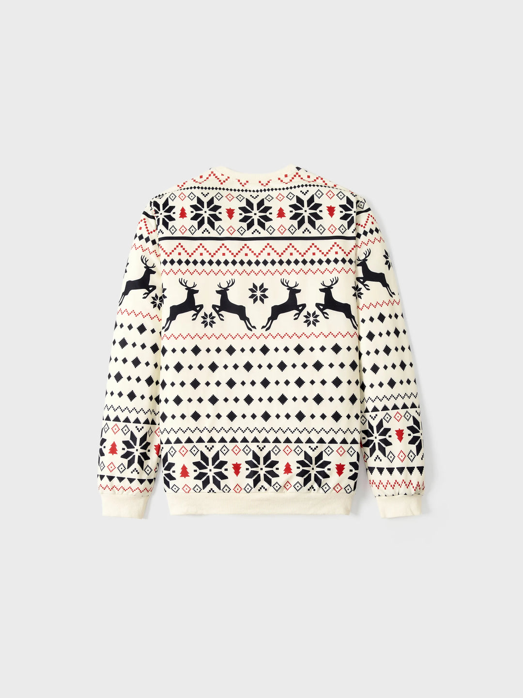 Sweat-shirt de Noël à manches longues et grand motif renne beige