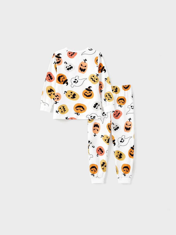 Pyjama assorti pour toute la famille, imprimé citrouille et fantôme, blanc, pour Halloween