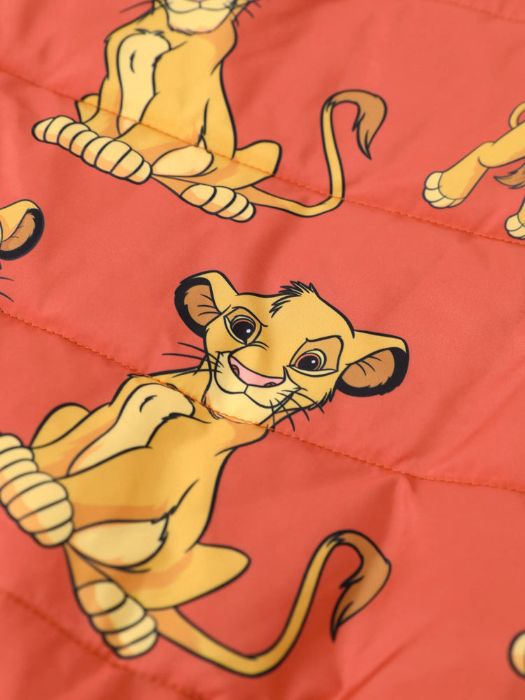 Ensemble 2 pièces veste et manteau à capuche imprimés du personnage Simba de Disney Le Roi Lion pour tout-petit garçon avec sac de rangement, marron