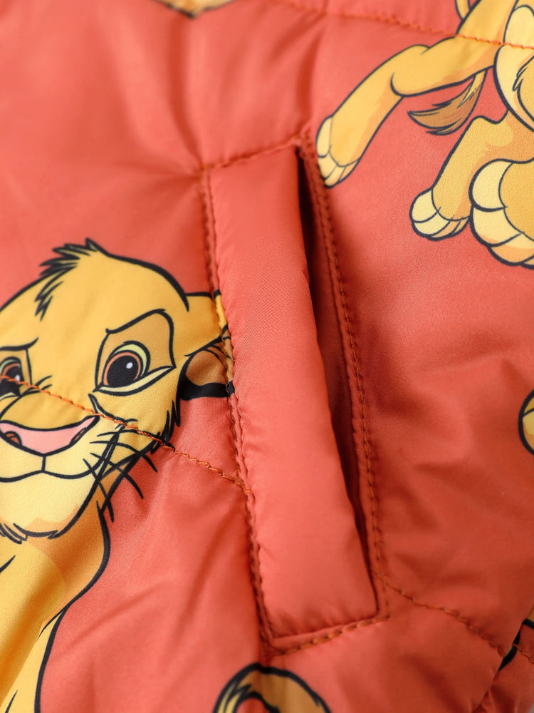 Ensemble 2 pièces veste et manteau à capuche imprimés du personnage Simba de Disney Le Roi Lion pour tout-petit garçon avec sac de rangement, marron