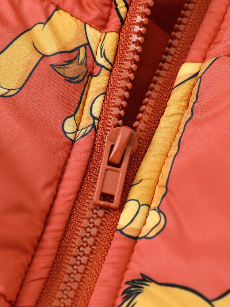 Ensemble 2 pièces veste et manteau à capuche imprimés du personnage Simba de Disney Le Roi Lion pour tout-petit garçon avec sac de rangement, marron
