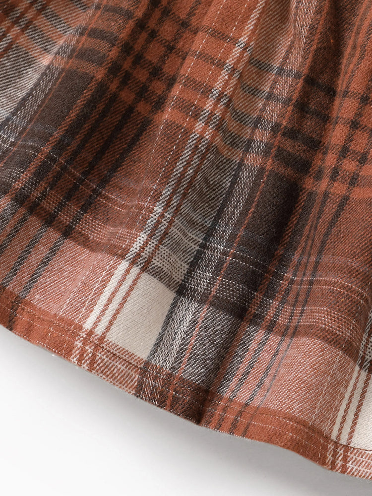 2-piece Toddler Girl Bowknot Design Sweatshirt and Plaid Skirt Set Apricot