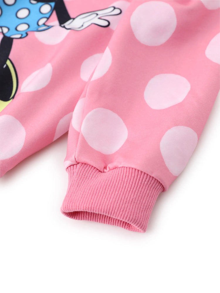 Disney Mickey and Friends Toddler/Kid Girl 2pcs Minnie Mouse Polka dots Hoodie And Pants Set Pink