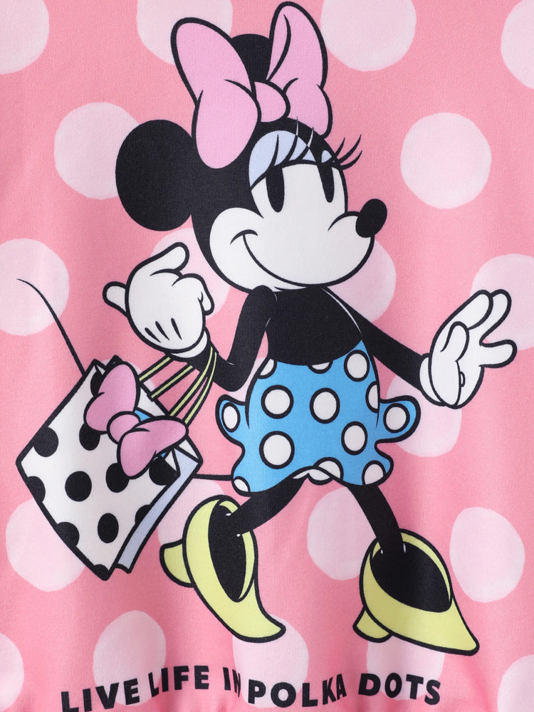 Disney Mickey and Friends Toddler/Kid Girl 2pcs Minnie Mouse Polka dots Hoodie And Pants Set Pink