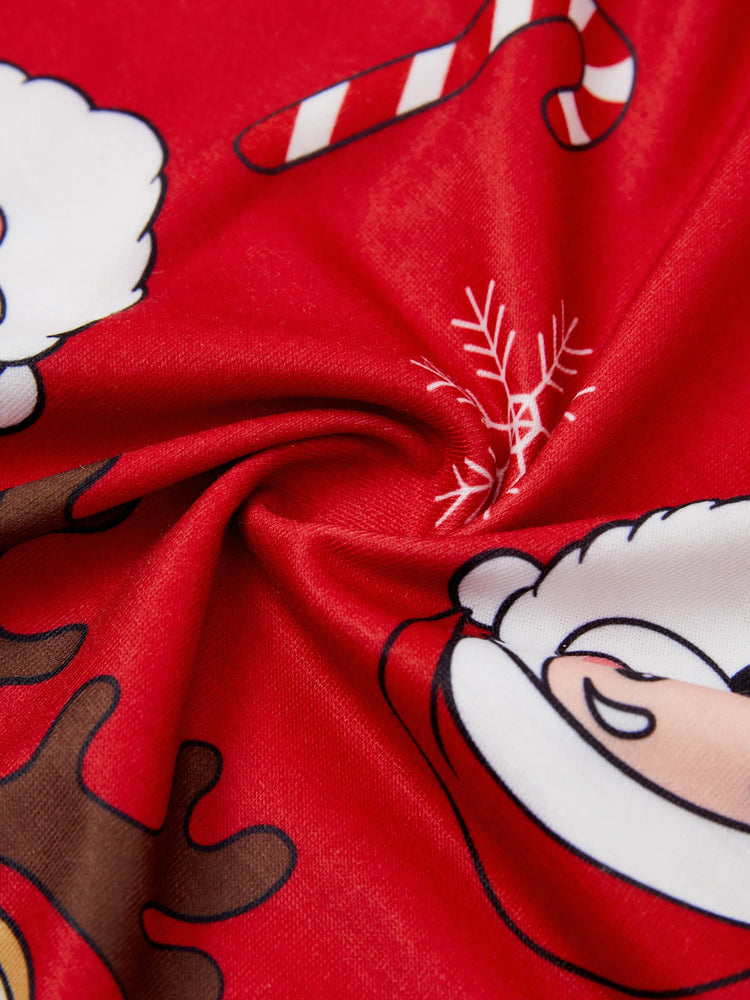 Christmas Family Pajamas Sets 3D Reindeer Hooded Allover Print Onesies Pajamas Red-2
