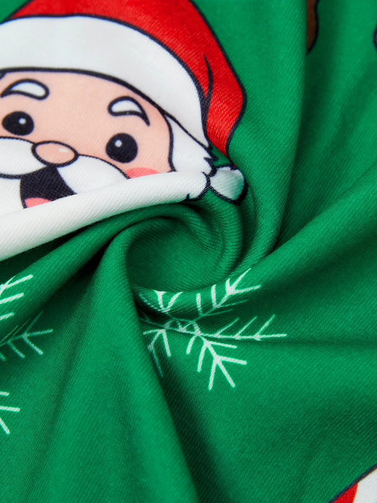 Green Christmas Family Pajamas Sets 3D Reindeer Hooded Allover Print Onesies Green