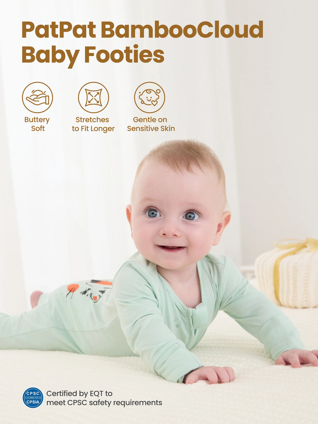 Bamboo Baby Boy / Girl Childlike Animal Pattern 2-way Zipper Footie Green