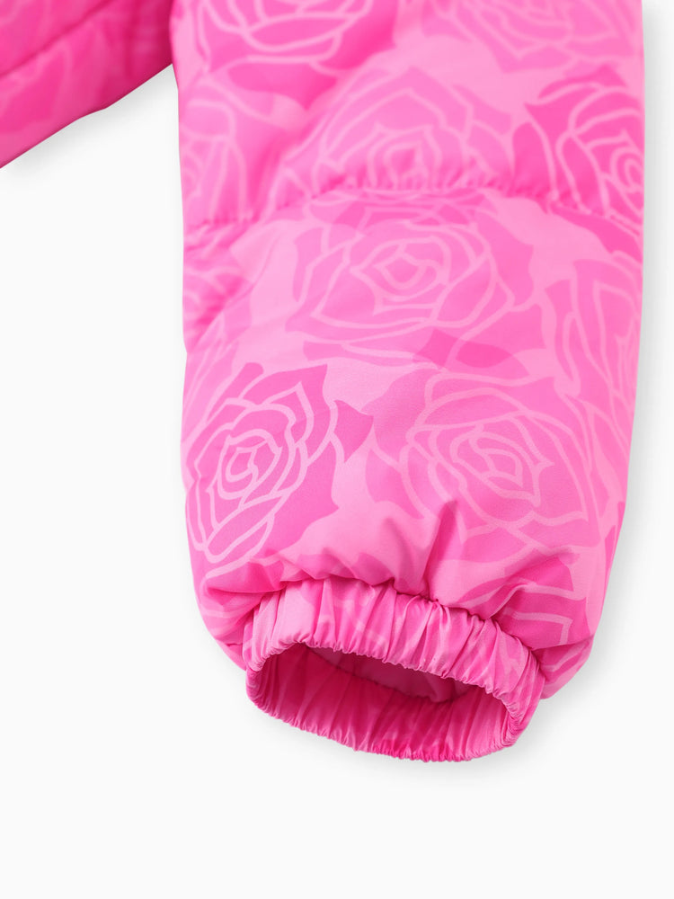 Chaqueta acolchada con capucha y borde de felpa Aurora para niña pequeña de Disney Princess, 1 pieza, Roseo