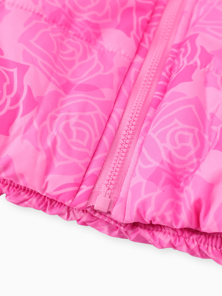 Chaqueta acolchada con capucha y borde de felpa Aurora para niña pequeña de Disney Princess, 1 pieza, Roseo