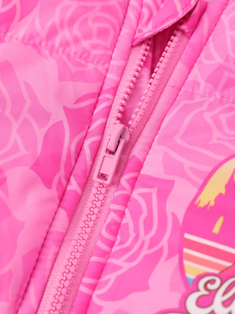 Chaqueta acolchada con capucha y borde de felpa Aurora para niña pequeña de Disney Princess, 1 pieza, Roseo