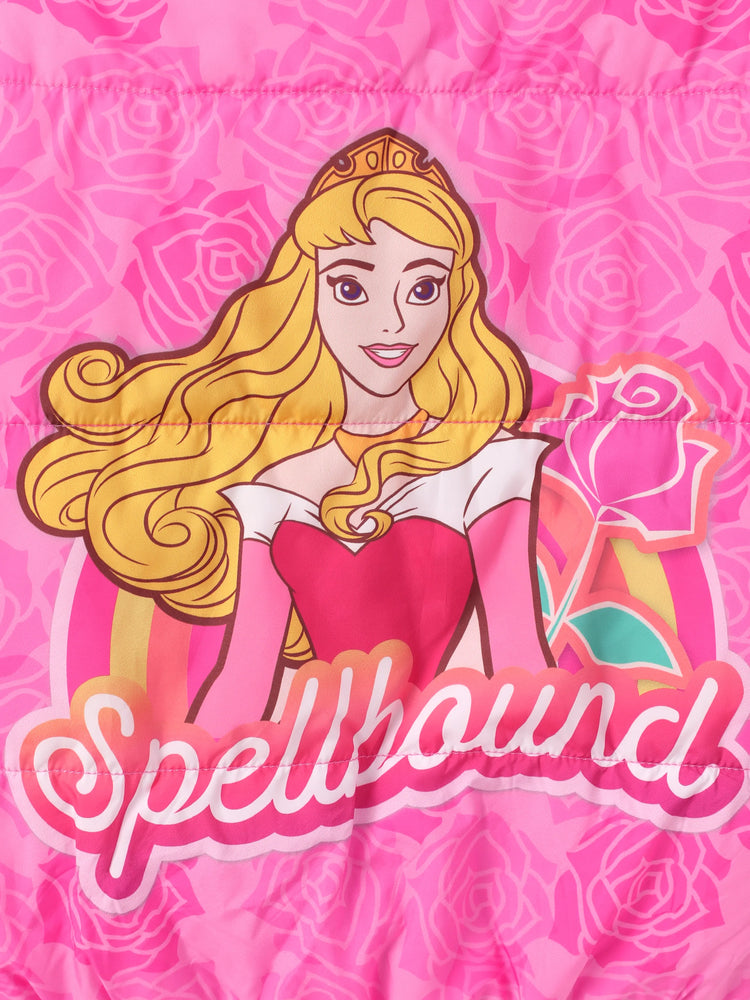 Chaqueta acolchada con capucha y borde de felpa Aurora para niña pequeña de Disney Princess, 1 pieza, Roseo