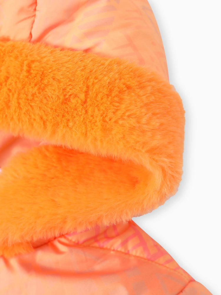 Chaqueta acolchada con capucha y borde de peluche de Moana para niña pequeña de Disney, color naranja, 1 pieza