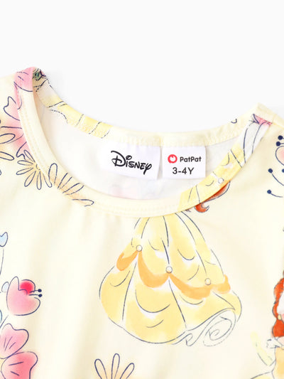 Disney Princess Baby Girl Belle Print Ruffled Dress Yellow