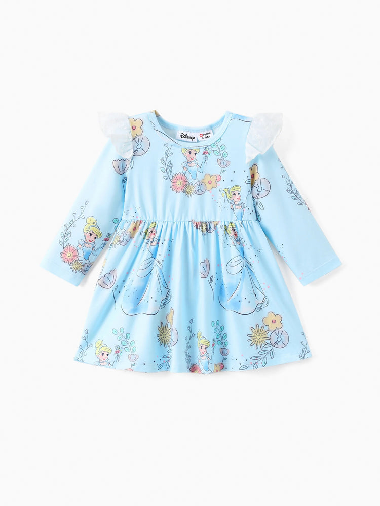 Robe à volants imprimée Cendrillon pour bébé fille Princesse Disney Bleu