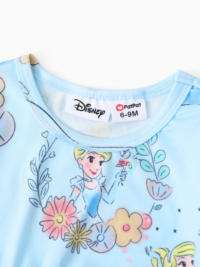 Disney Princess Baby Girl Cinderella Print Ruffled Dress Blue