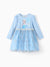 Disney Frozen Toddler Girl 1pc Naia? Elsa Snowflake Pattern Lantern Sleeves Tulle Dress Blue