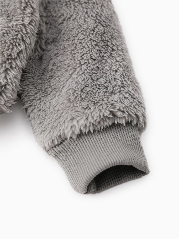 Tom and Jerry Baby/Toddler Character Embroidered Plush Hooded Coat With 3D Ears Grey