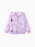 Disney Frozen Toddler Girl 1pc Elsa Anna and Olaf Snowflake Allover Print Hooded Jacket Pink purple