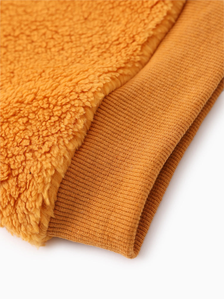 Manteau à capuche en peluche brodé Tom et Jerry pour bébé/enfant avec oreilles 3D Jaune/Brun