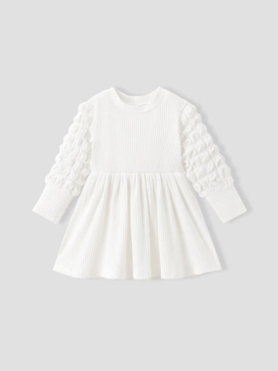 Süßes einfarbiges Baby Mädchen Kleid Set, 1pc, Baumwollmischung, Urlaub, lockere Passform weiß