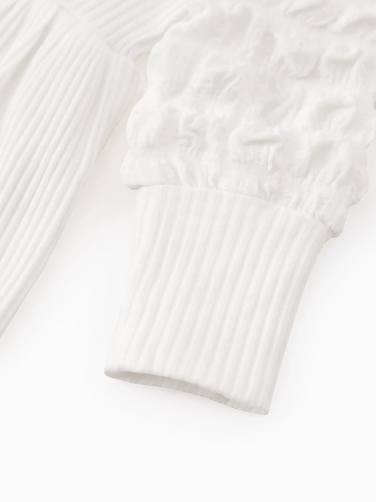 Sweet Solid Color Baby Girl Dress Set, 1pc, Cotton Blend, Holiday, Loose Fit White