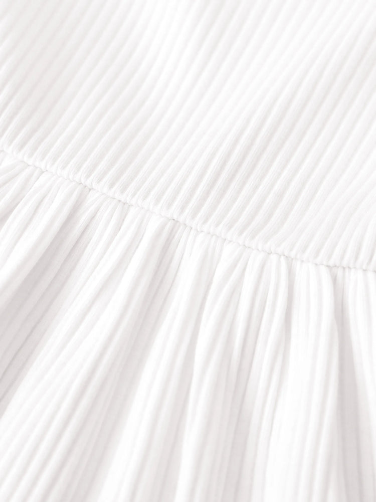 Sweet Solid Color Baby Girl Dress Set, 1pc, Cotton Blend, Holiday, Loose Fit White