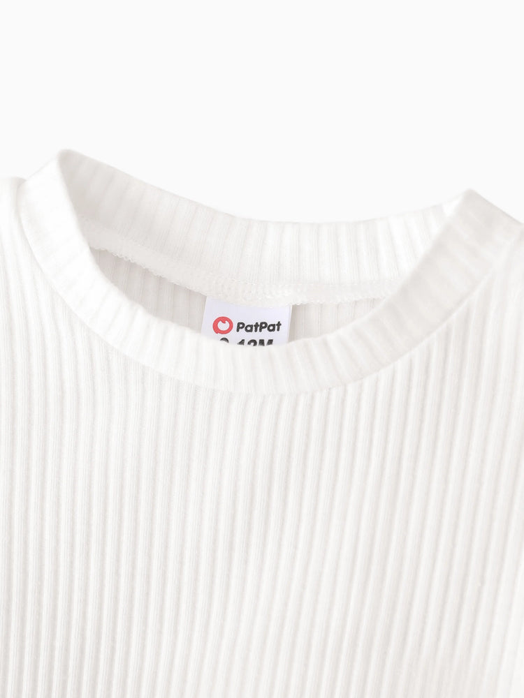 Sweet Solid Color Baby Girl Dress Set, 1pc, Cotton Blend, Holiday, Loose Fit White