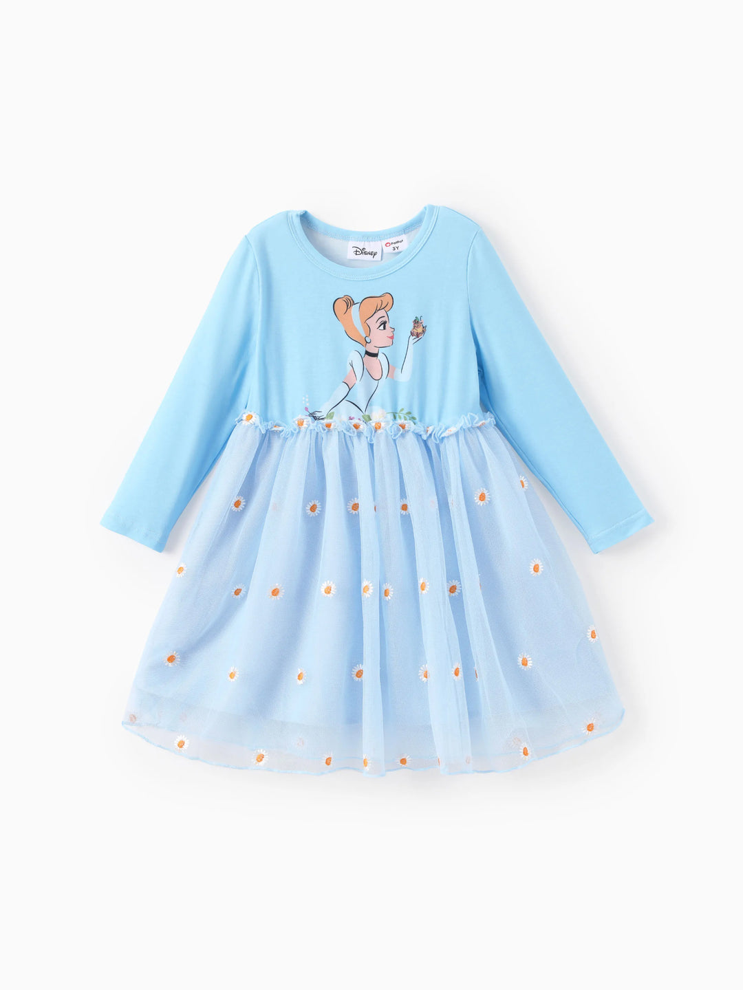 Disney Princess Toddler Girl Cinderella Naia™ Floral Tulle Dress Bluish Grey