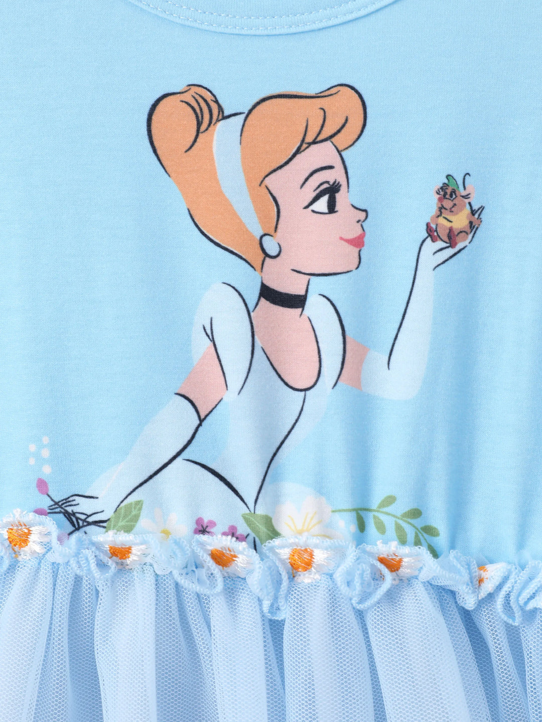 Disney Prinzessin Kleinkind Mädchen Arielle/Cinderella 1 Stück Naia™ Blumentüll Langarmkleid blaugrau