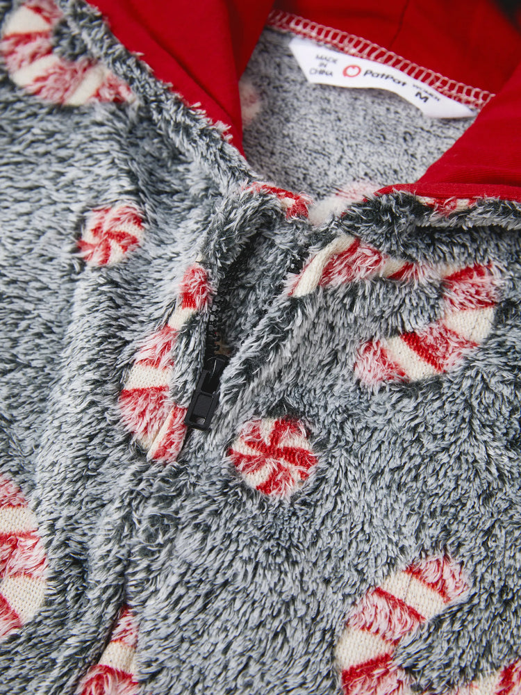 Pyjama grenouillère assorti aux tenues de Noël, motif canne à sucre (brille dans le noir) avec chaussettes de Noël noires