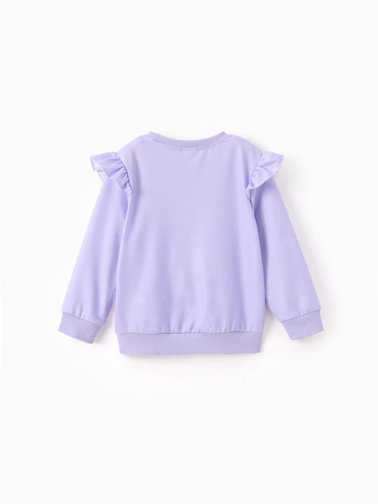 Sudadera con estampado de unicornio infantil para niña pequeña, color morado