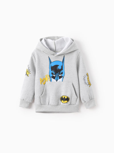 Justice League Toddler/Kid Boy 1pc Batman/Superman Pattern Hooded Sweatshirt Lightgrey