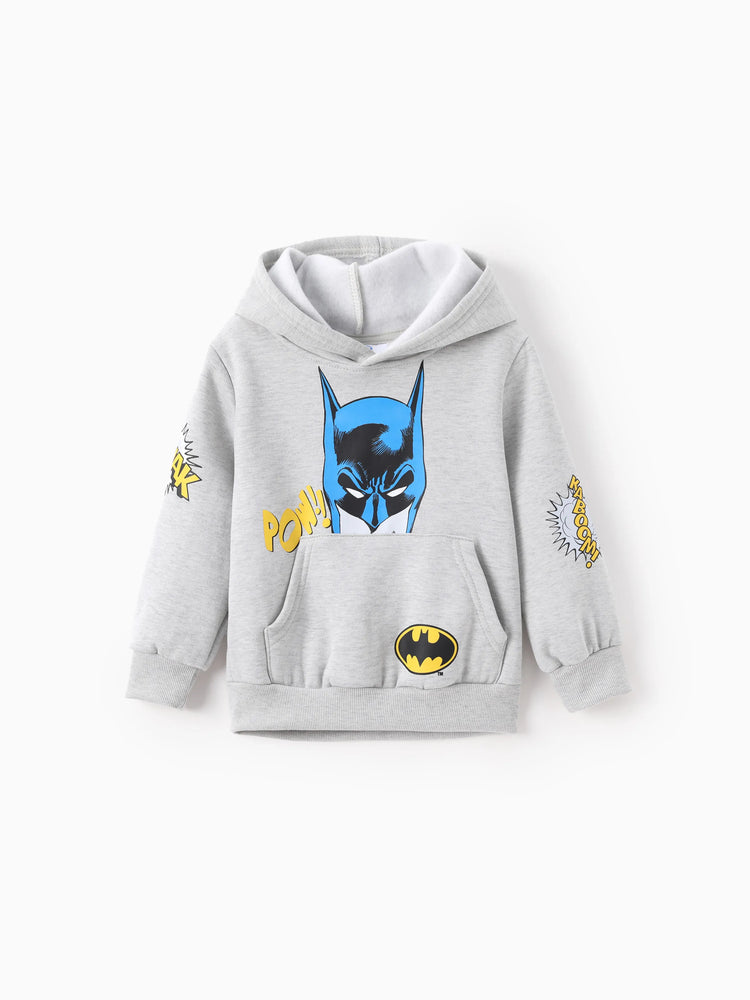 Justice League Toddler/Kid Boy 1pc Batman/Superman Pattern Hooded Sweatshirt Lightgrey