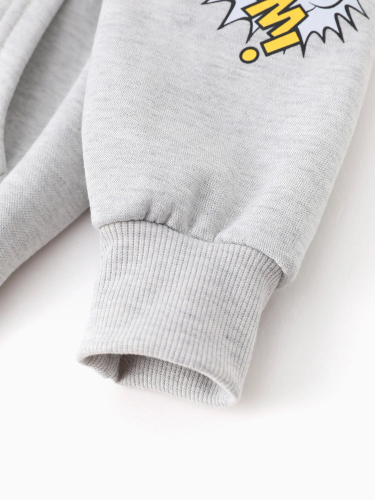 Justice League Toddler/Kid Boy 1pc Batman/Superman Pattern Hooded Sweatshirt Lightgrey