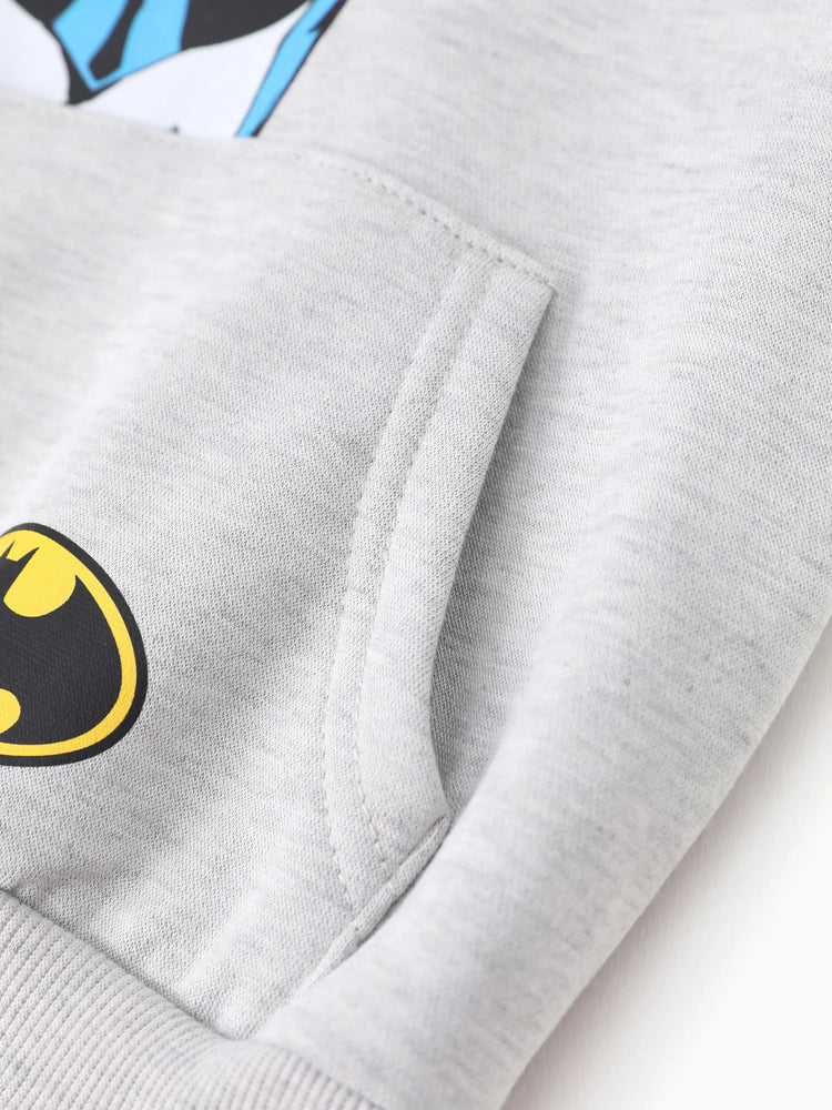 Justice League Toddler/Kid Boy 1pc Batman/Superman Pattern Hooded Sweatshirt Lightgrey
