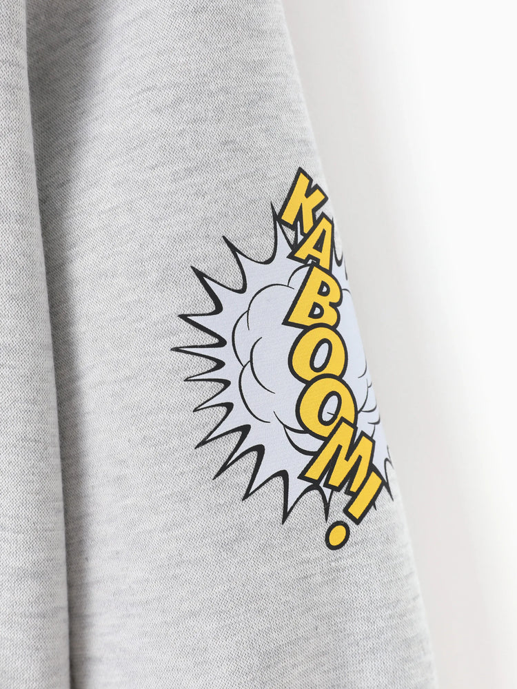 Justice League Toddler/Kid Boy 1pc Batman/Superman Pattern Hooded Sweatshirt Lightgrey