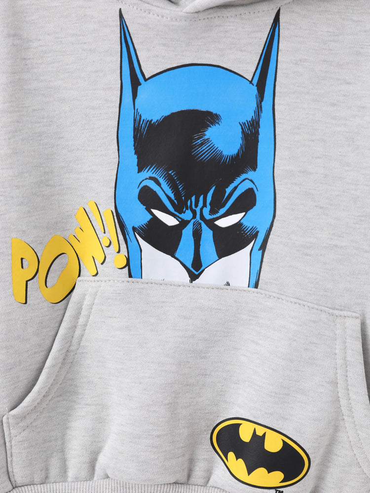 Justice League Toddler/Kid Boy 1pc Batman/Superman Pattern Hooded Sweatshirt Lightgrey