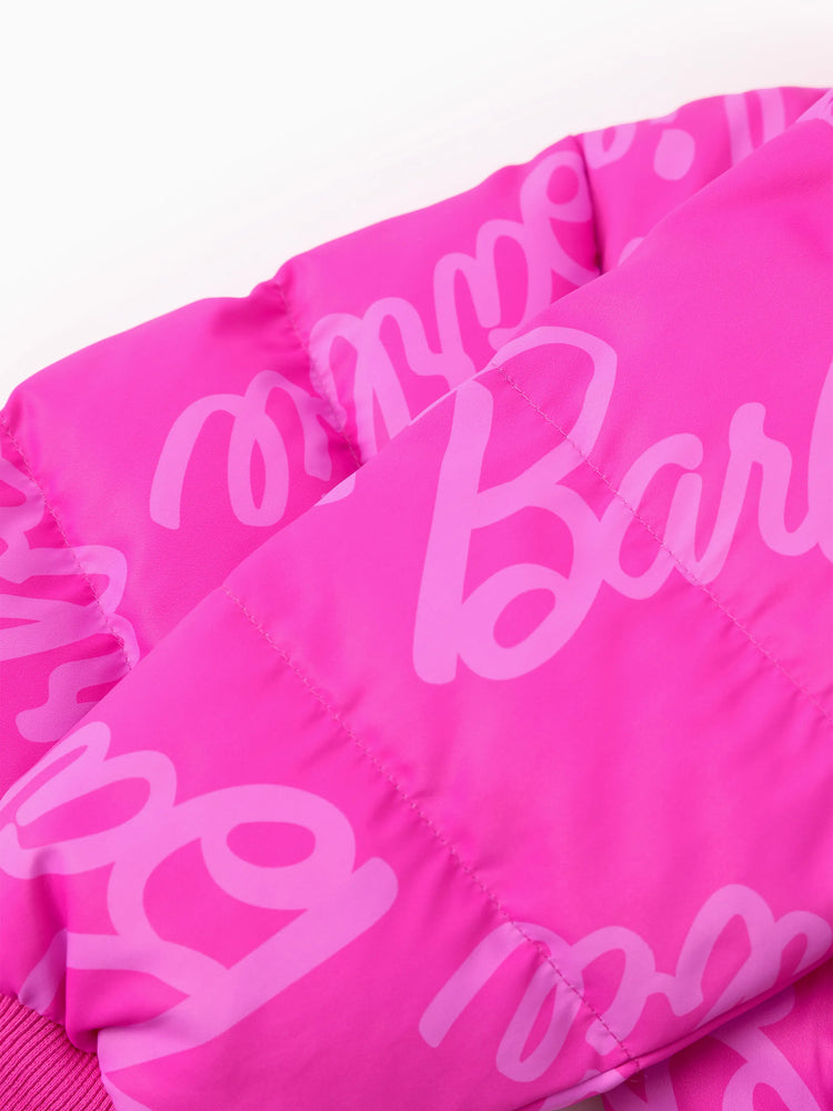 Barbie Toddler/Kid 1pc Logo Pattern Long-sleeve Puffer Jacket Coat Roseo