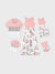 Conjuntos familiares de vestidos midi con estampado floral sin mangas en rosa y polos de manga corta con bloques de color en rosa