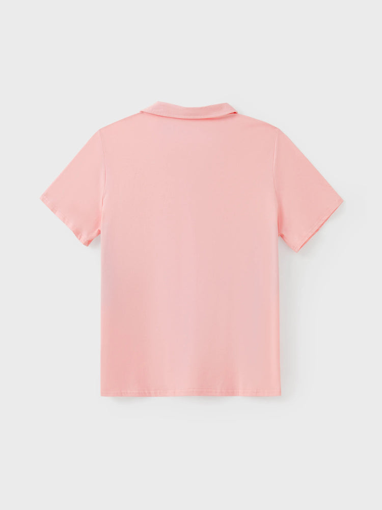 Ensembles assortis pour toute la famille : robes mi-longues roses sans manches à imprimé floral et polos à manches courtes colorblock