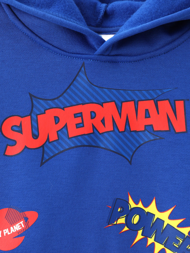 Justice League Toddler/Kid Boy 1pc Batman/Superman Pattern Hooded Sweatshirt Blue