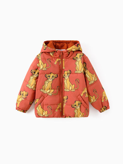 Disney Lion King Toddler Boy 2pcs Simba Character Allover Print Hooded Jacket Coat With Storage Bag Set Brown
