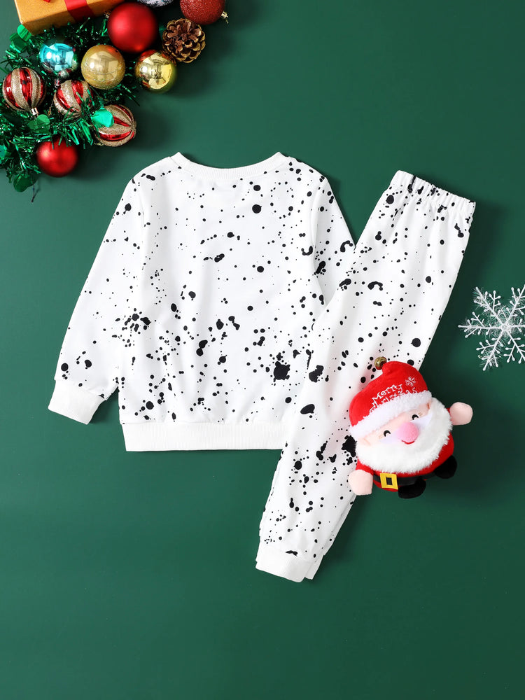 Ensemble 2 pièces pour tout-petit garçon, motif cerf de Noël enfantin, blanc